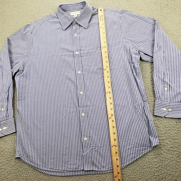 Banana Republic Shirt Mens XL 17-17 1/2 Purple Striped Button Up Long Sleeve - Picture 13 of 14